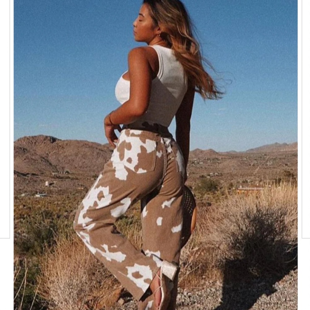 12th tribe MIDLAND COW PRINT JEANS